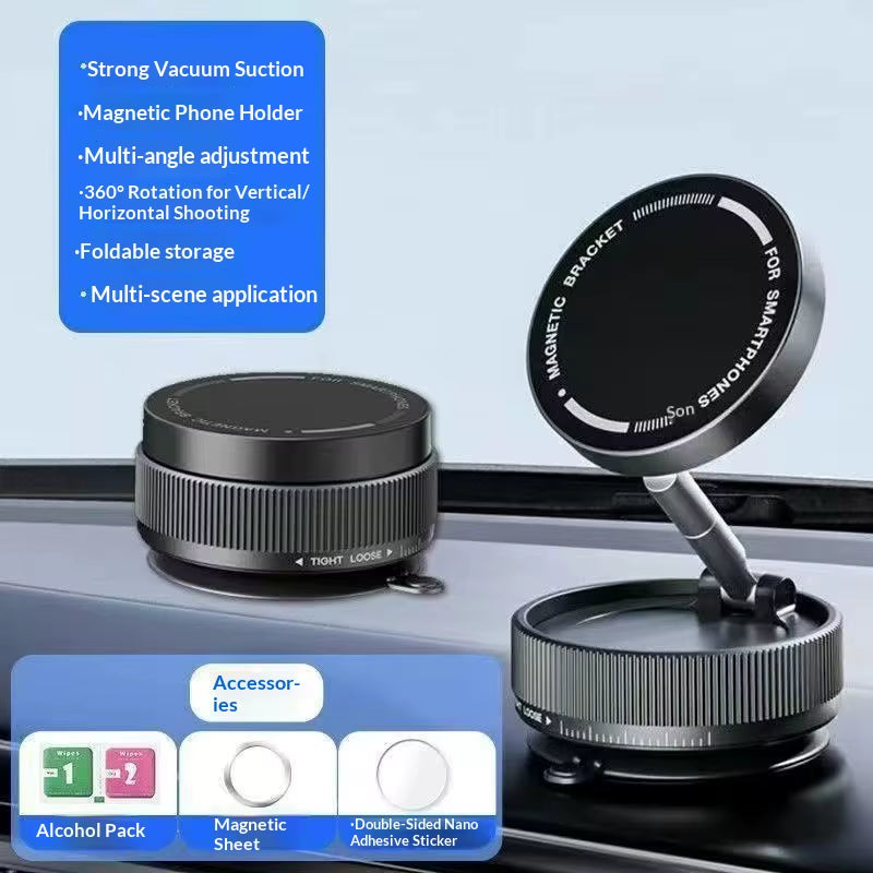 2026 New 360° Rotating Vacuum Car Magnetic Phone Stand, Folding Car Navigation Desktop Stand, Multi-Functional Phone Stand