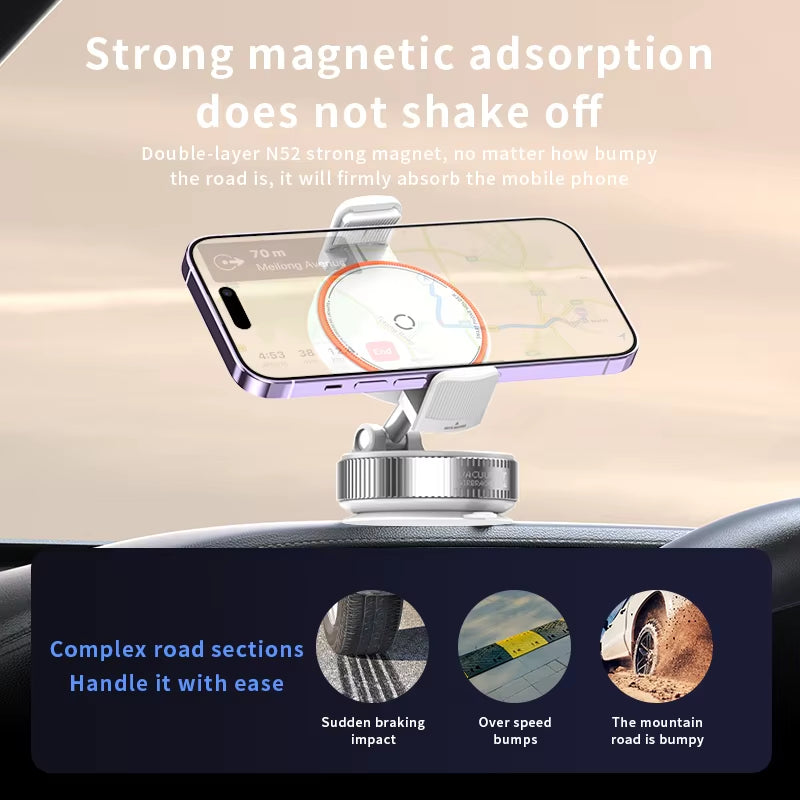 Magnetic Car Mount Telescopic Clip Phone Holder 360° Rotation Vacuum Suction Cup Strong Magnet Foldable for Iphone 17 16 Xiaomi