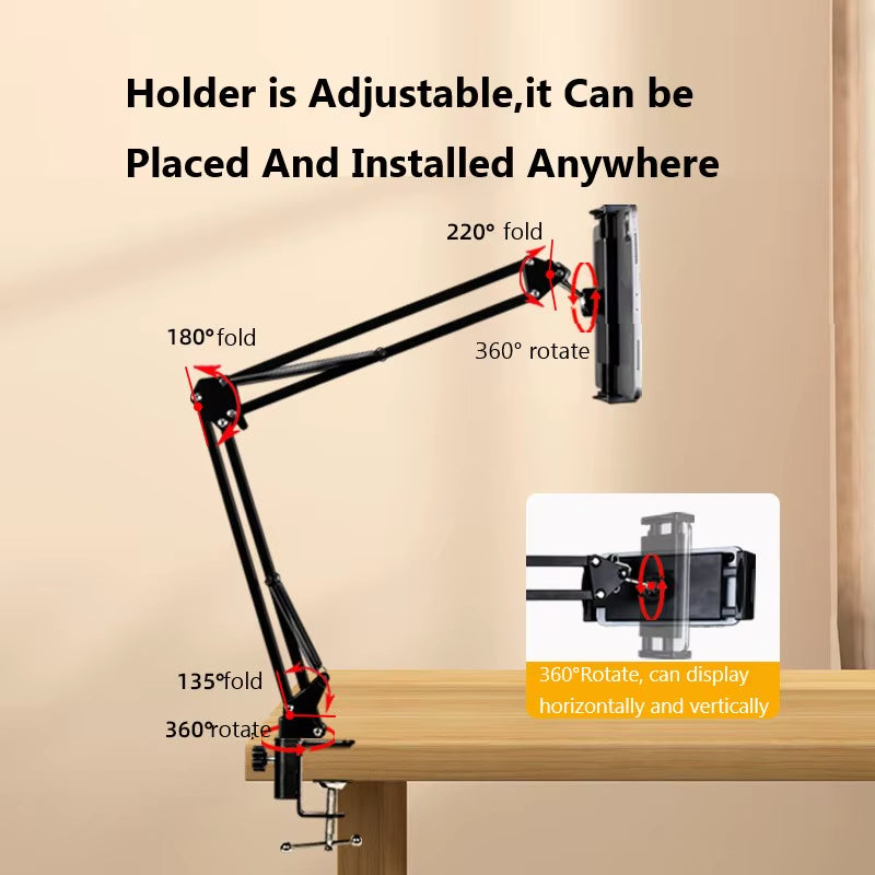 Tablet Holder for Bed Ipad Stand 360° Rotating Desktop Phone Mount with Aluminum Arm for 4.5"~9.7" Xiaomi Lenovo Samsung Tablet