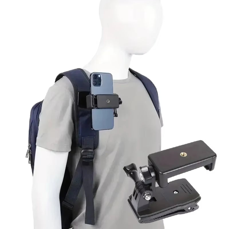1Pcs Anti-Slide Backpack Strap Clip Mount Adjustable Phone Holder Outdoor Live Video Stand Clamp Mount