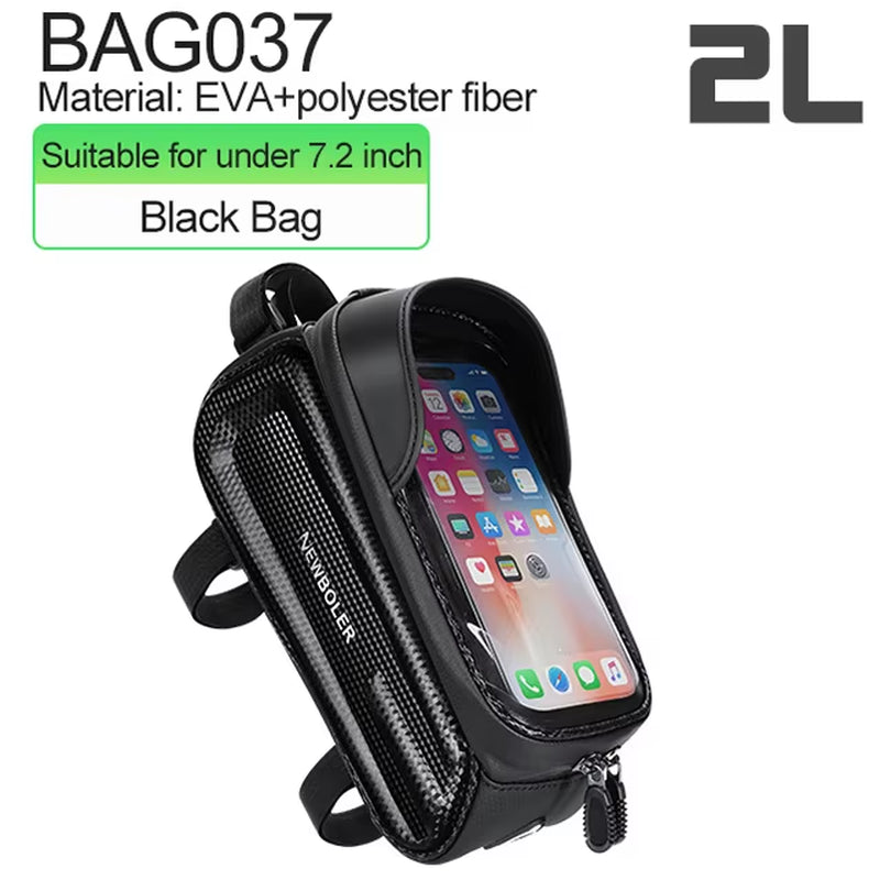 2L Bicycle Bag Cycling Top Front Tube Frame Bag Waterproof 7.2Inches Phone Case Storage Touch Screen MTB Road Bike Bag