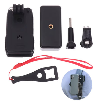 1Pcs Anti-Slide Backpack Strap Clip Mount Adjustable Phone Holder Outdoor Live Video Stand Clamp Mount