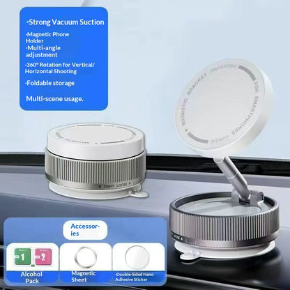 2026 New 360° Rotating Vacuum Car Magnetic Phone Stand, Folding Car Navigation Desktop Stand, Multi-Functional Phone Stand