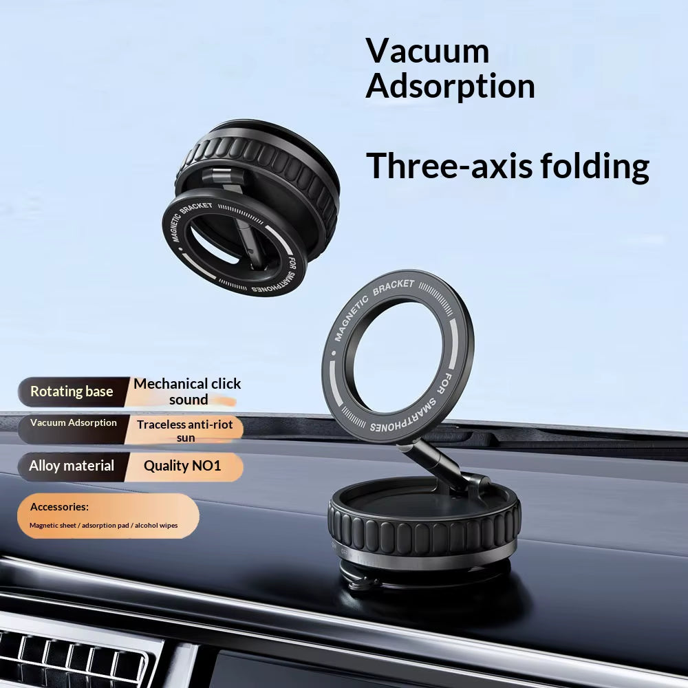 2026 New 360° Rotating Vacuum Car Magnetic Phone Stand, Folding Car Navigation Desktop Stand, Multi-Functional Phone Stand