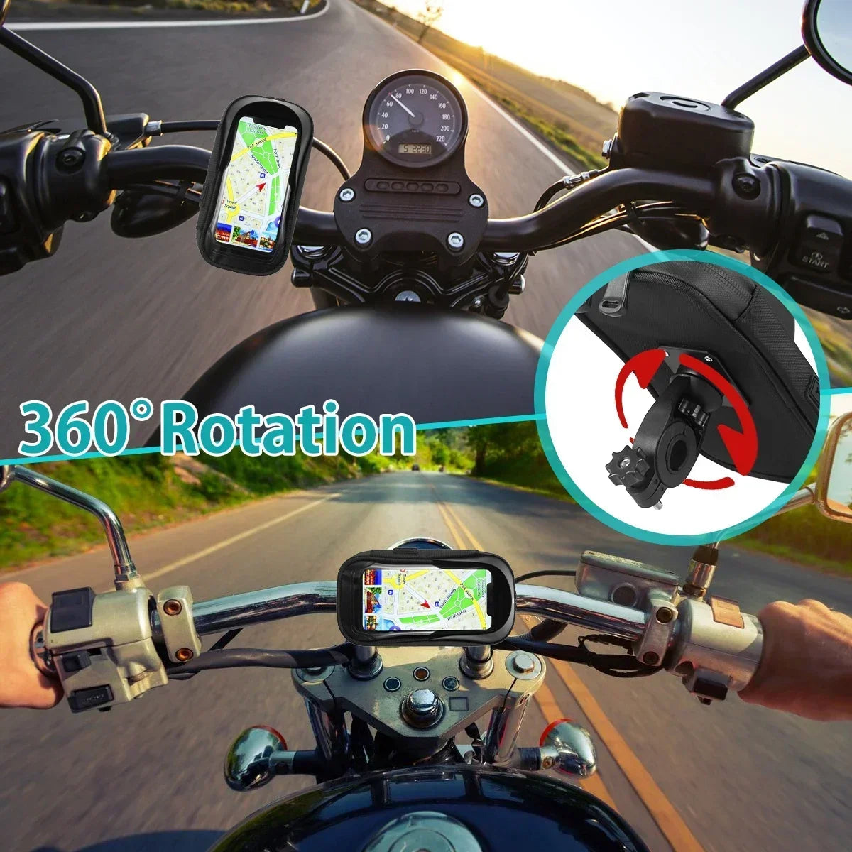 Bicycle Motorcycle GPS Navigation Holder Waterproof Multi-Function Mobile Phone Bracket Card Pack Bike Motorcycle Accessories