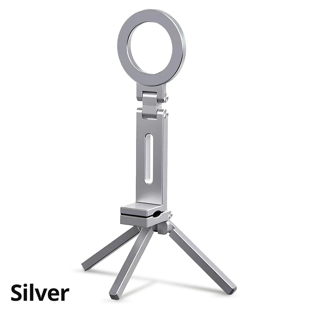 Portable Magnetic Phone Holder Aluminum Alloy 360 Rotating Foldable Tripod for Travel/Car,Travel Stand for Plane Train