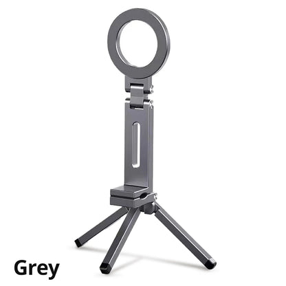 Portable Magnetic Phone Holder Aluminum Alloy 360 Rotating Foldable Tripod for Travel/Car,Travel Stand for Plane Train