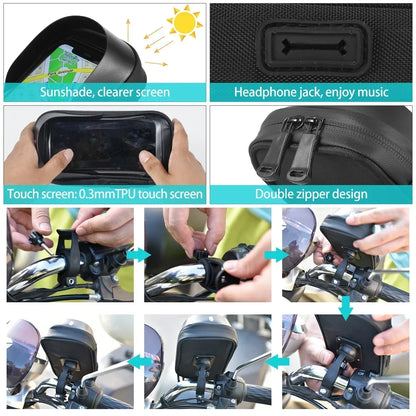 Bicycle Motorcycle GPS Navigation Holder Waterproof Multi-Function Mobile Phone Bracket Card Pack Bike Motorcycle Accessories