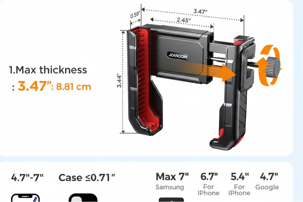 Joyroom 2024 Bike Phone Holder  One-Handed Operation Bicycle Motorcycle Phone Holder for 4.7-7" Mobile Phone Shockproof