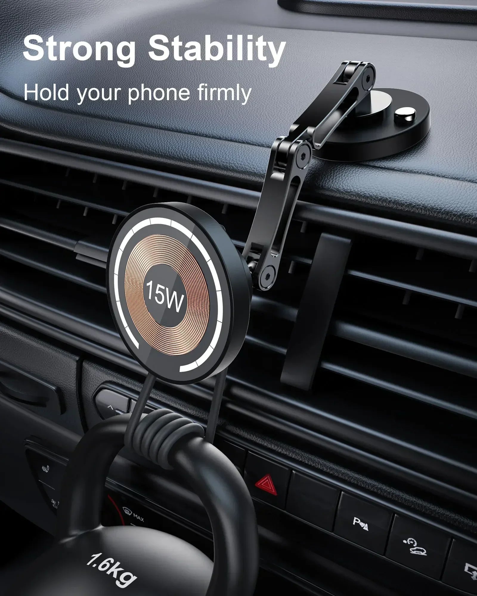 Magnetic Car Phone Holder Wireless Charger Rotation Holder Magsafe Car Phone Stand Fast Charging for Iphone 17 16 15 14 Samsung