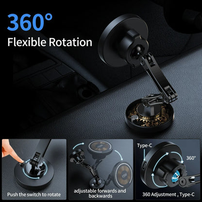 Magnetic Car Phone Holder Wireless Charger Rotation Holder Magsafe Car Phone Stand Fast Charging for Iphone 17 16 15 14 Samsung