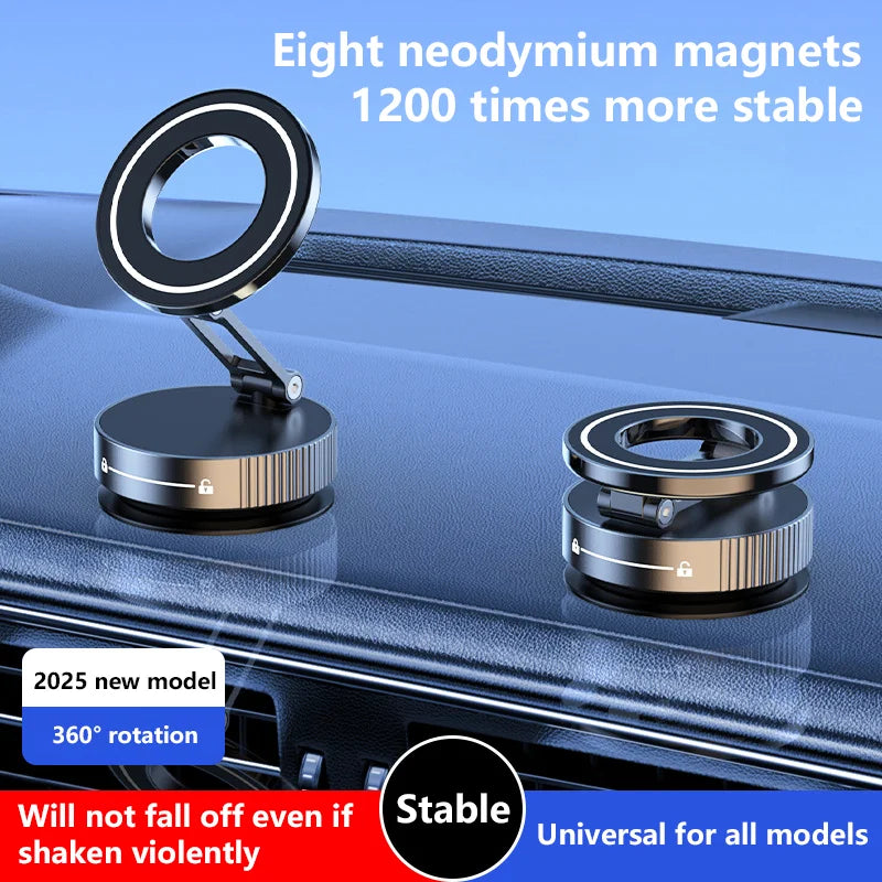 Super Strong Magnetic Phone Holder Foldable Design 360° Adjustable Vacuum Car Mount for Car Desk Bathroom Phone Holder