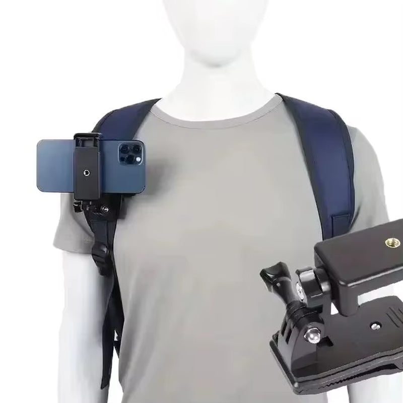 1Pcs Anti-Slide Backpack Strap Clip Mount Adjustable Phone Holder Outdoor Live Video Stand Clamp Mount