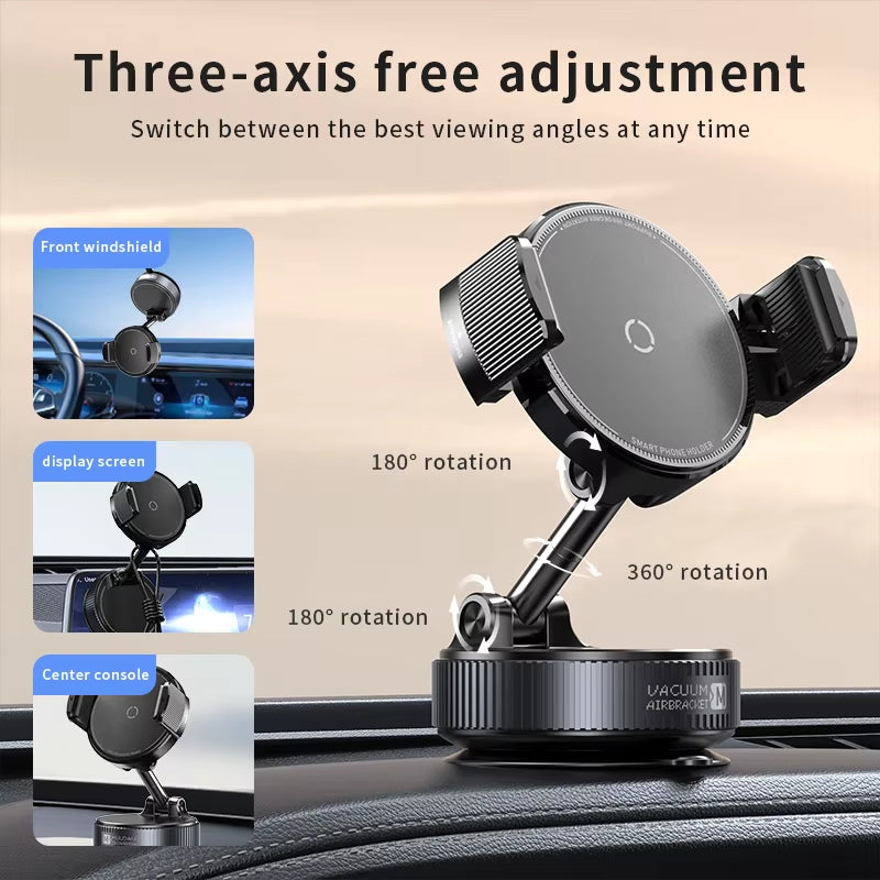 Magnetic Car Mount Telescopic Clip Phone Holder 360° Rotation Vacuum Suction Cup Strong Magnet Foldable for Iphone 17 16 Xiaomi