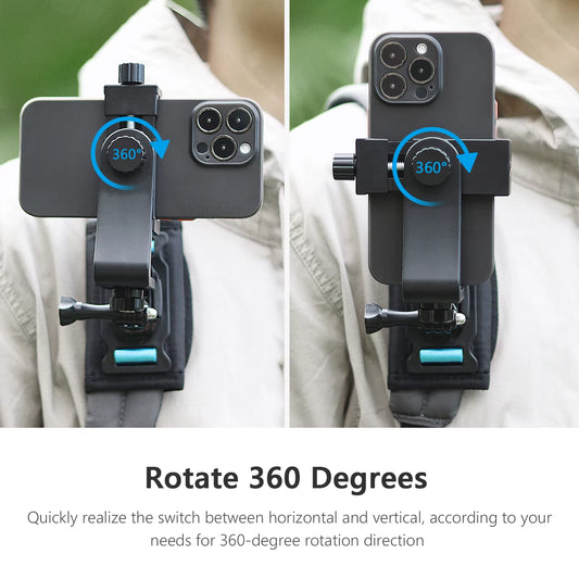 Vamson 360°Adjustable Phone Backpack Clip Cellphone Holder for Iphone Mount Hiking Outdoor Live Broadcast Smartphone Bracket
