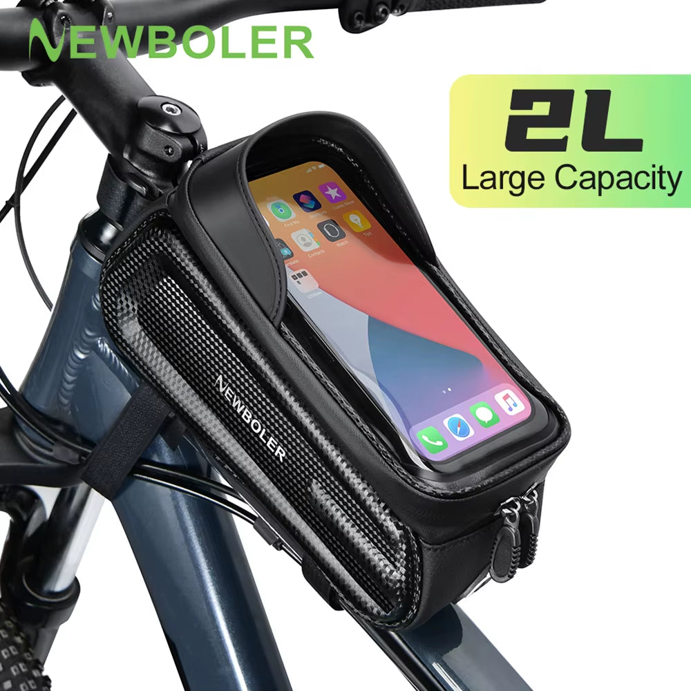 2L Bicycle Bag Cycling Top Front Tube Frame Bag Waterproof 7.2Inches Phone Case Storage Touch Screen MTB Road Bike Bag