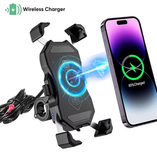 Motorcycle Phone Holder Fast Wireless Charger Quick USB Charging Moto Motorbike Mirror Stand Support Cellphone Handlebar Mount