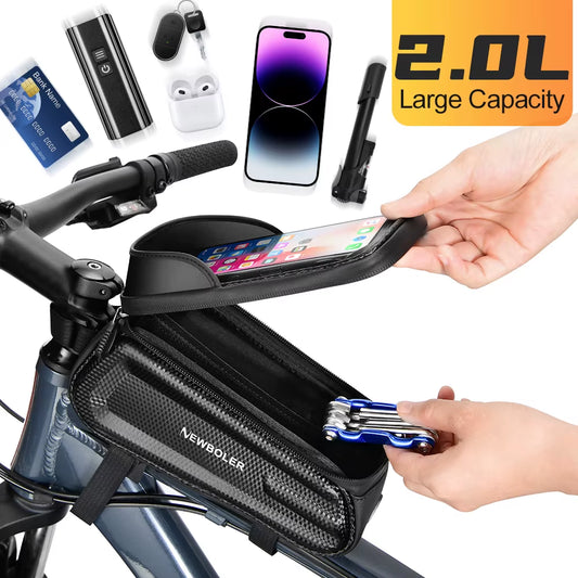 2L Bicycle Bag Cycling Top Front Tube Frame Bag Waterproof 7.2Inches Phone Case Storage Touch Screen MTB Road Bike Bag