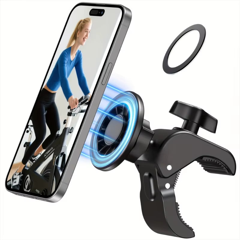 Magnetic Phone Holder Heavy-Duty Clamp Mount with 360° Rotation Slip Suction Pad Compatible with Treadmill Golf Cart Stroller