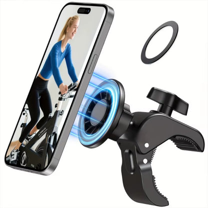 Magnetic Phone Holder Heavy-Duty Clamp Mount with 360° Rotation Slip Suction Pad Compatible with Treadmill Golf Cart Stroller